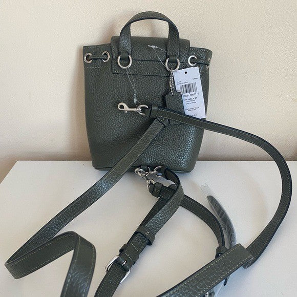 Coach Amelia Olive Green Pebbled Leather Convertible Backpack CL408 NEW2