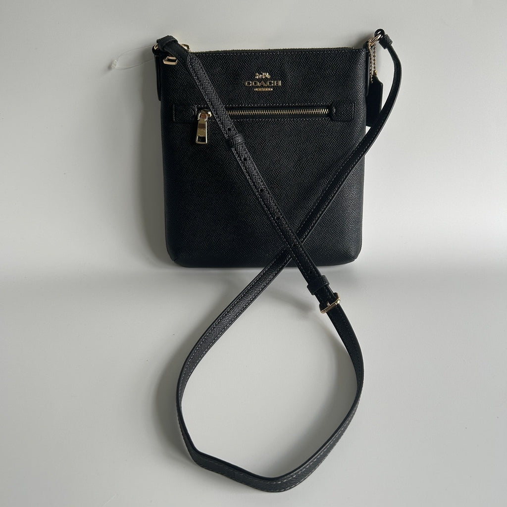 Coach Mini Rowan File Bag Black Crossgrain Leather Crossbody Excellent1