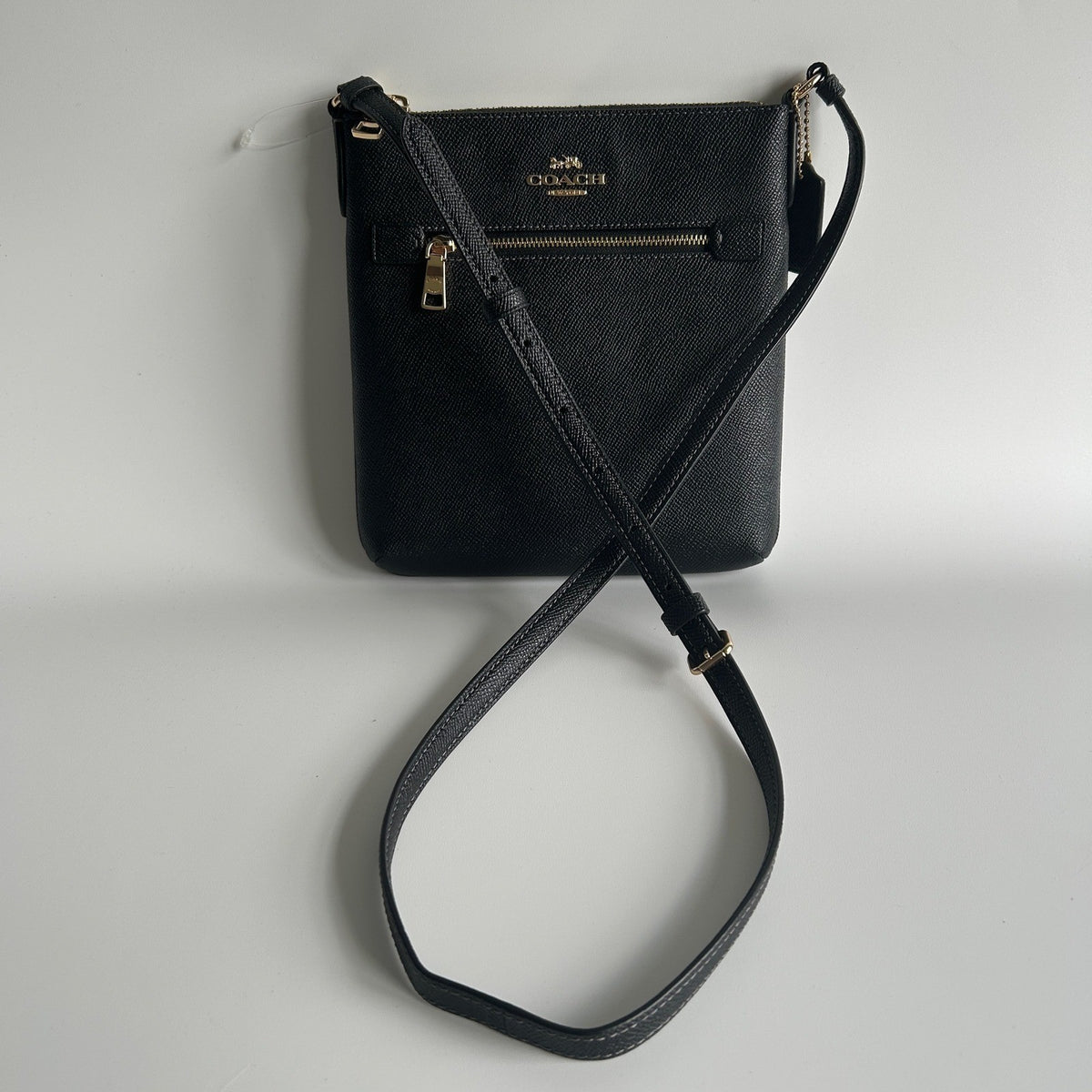 Coach Mini Rowan File Bag Black Crossgrain Leather Crossbody Excellent1