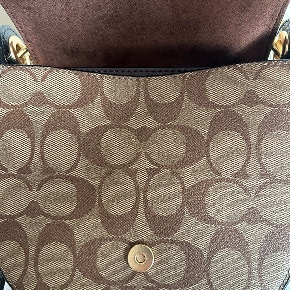 Coach Kleo Hobo Brown Rust Signature Canvas Suede Shoulder Bag Excellent4