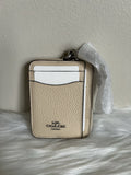 Coach 6303 Ivory Pebbled Leather Zip Card Case NWT0