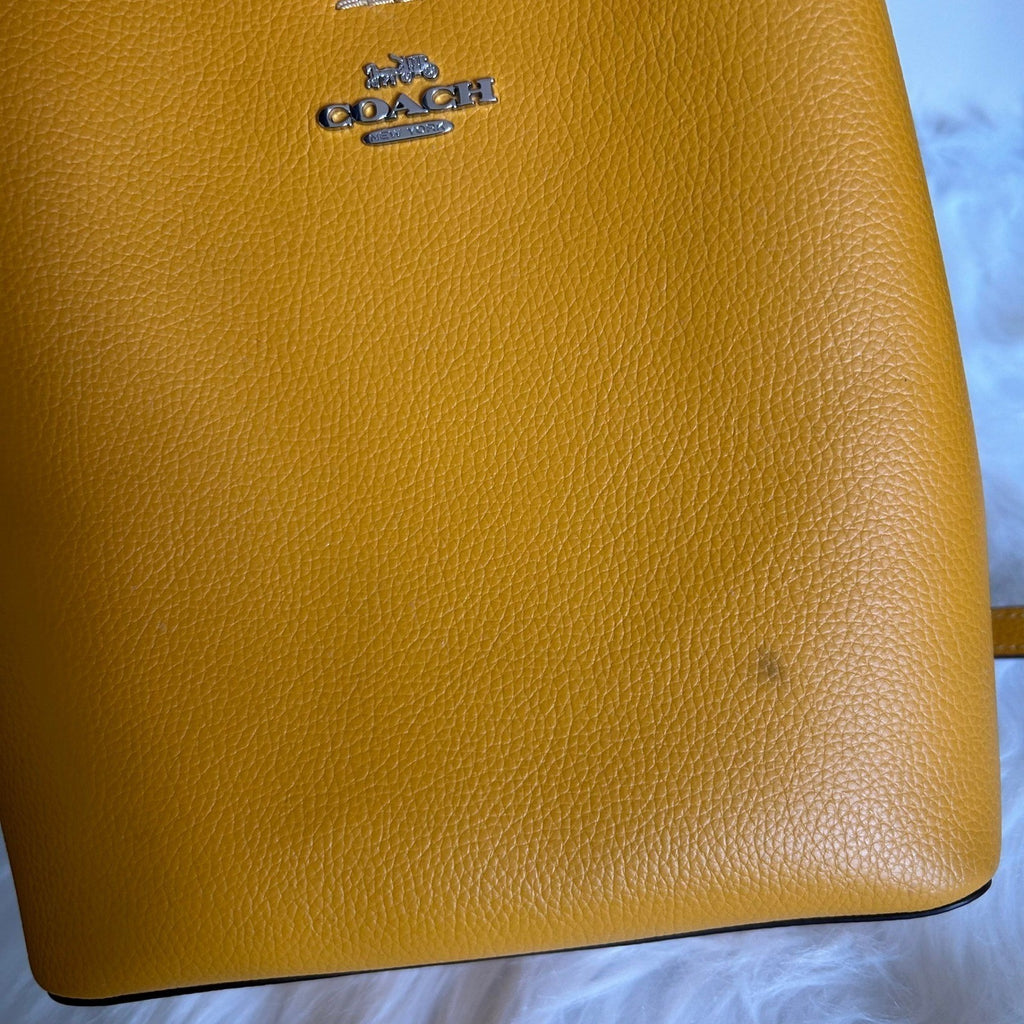 Coach Small Town Bucket Yellow Pebbled Leather Shoulder Bag 10115