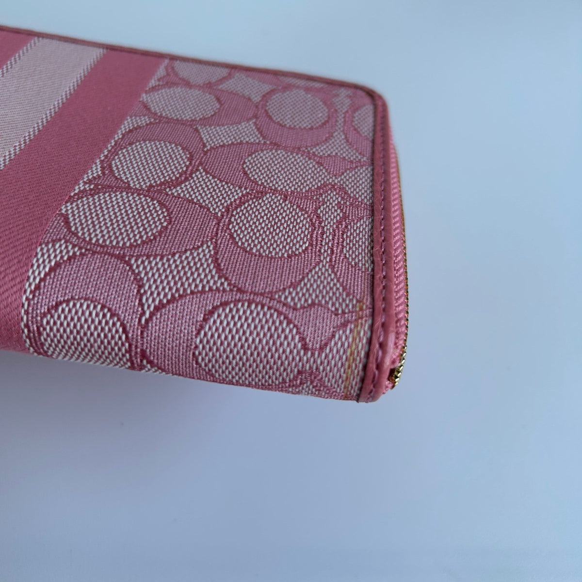 Coach Dempsey Pink Signature Jacquard Stripe Phone Wallet C9073 Good4