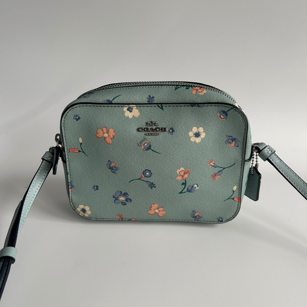 Coach Mini Jamie Camera Bag Light Teal Mystical Floral Leather C8699 NWT0