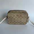 Coach Mini Camera Bag Light Khaki Chalk Canvas Leather Crossbody Excellent0