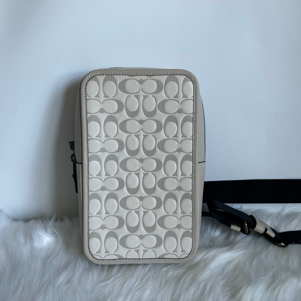 Coach Sullivan Crossbody Chalk White Signature Leather CJ670 Excellent0