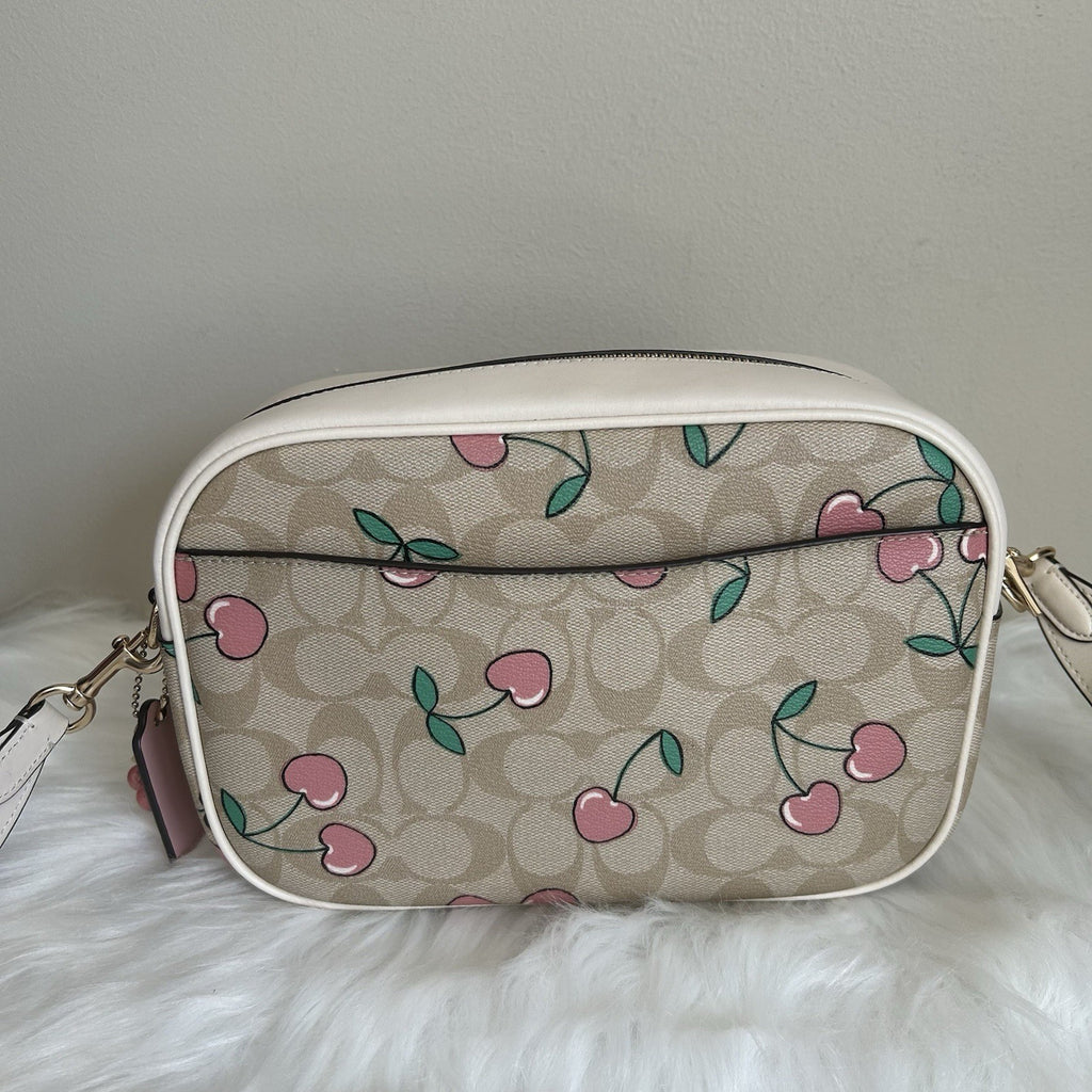 Coach Jamie Heart Cherry Chalk Signature Canvas Leather Camera Bag Excellent3
