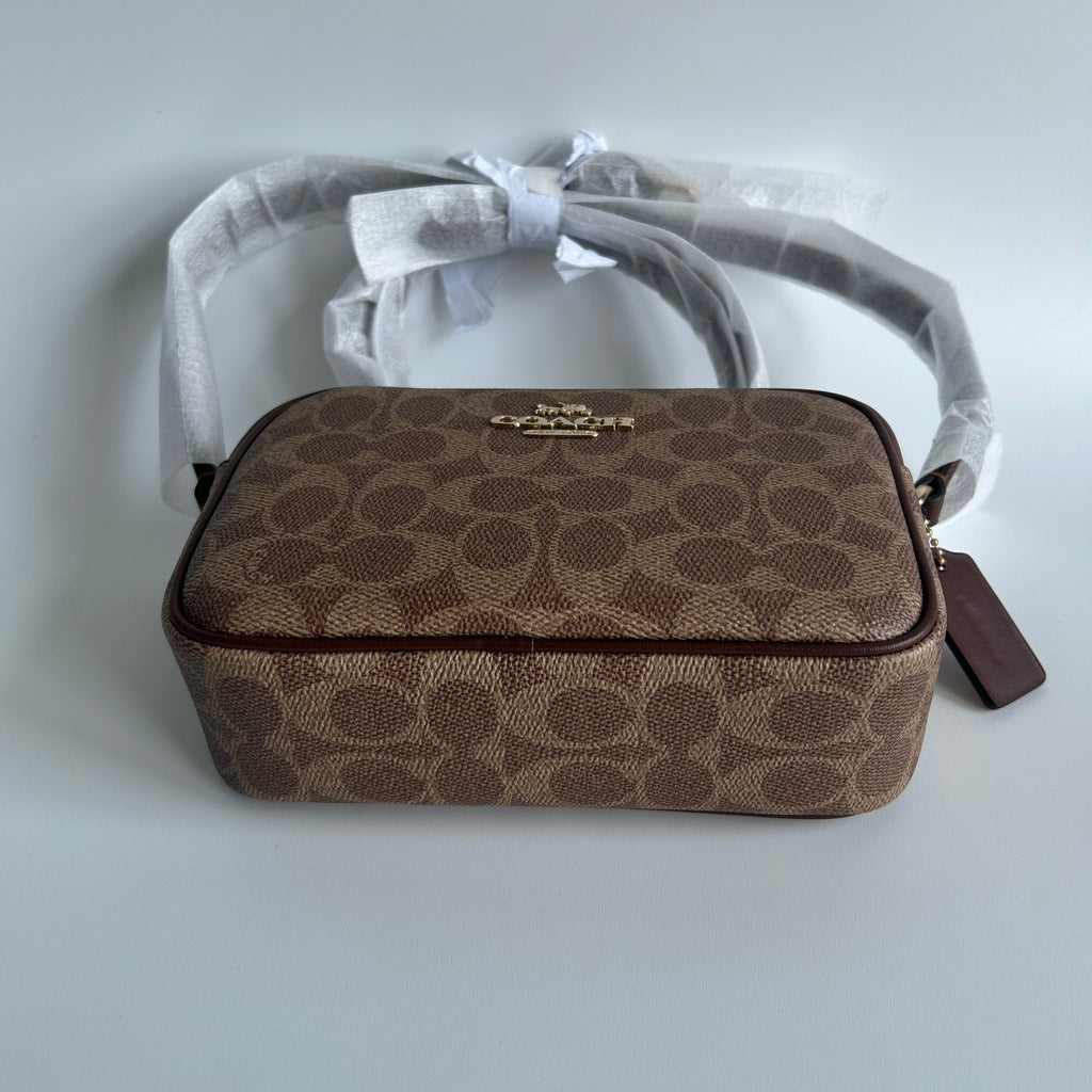 Coach Mini Jamie Tan Brown Signature Canvas Leather Camera Bag NEW2