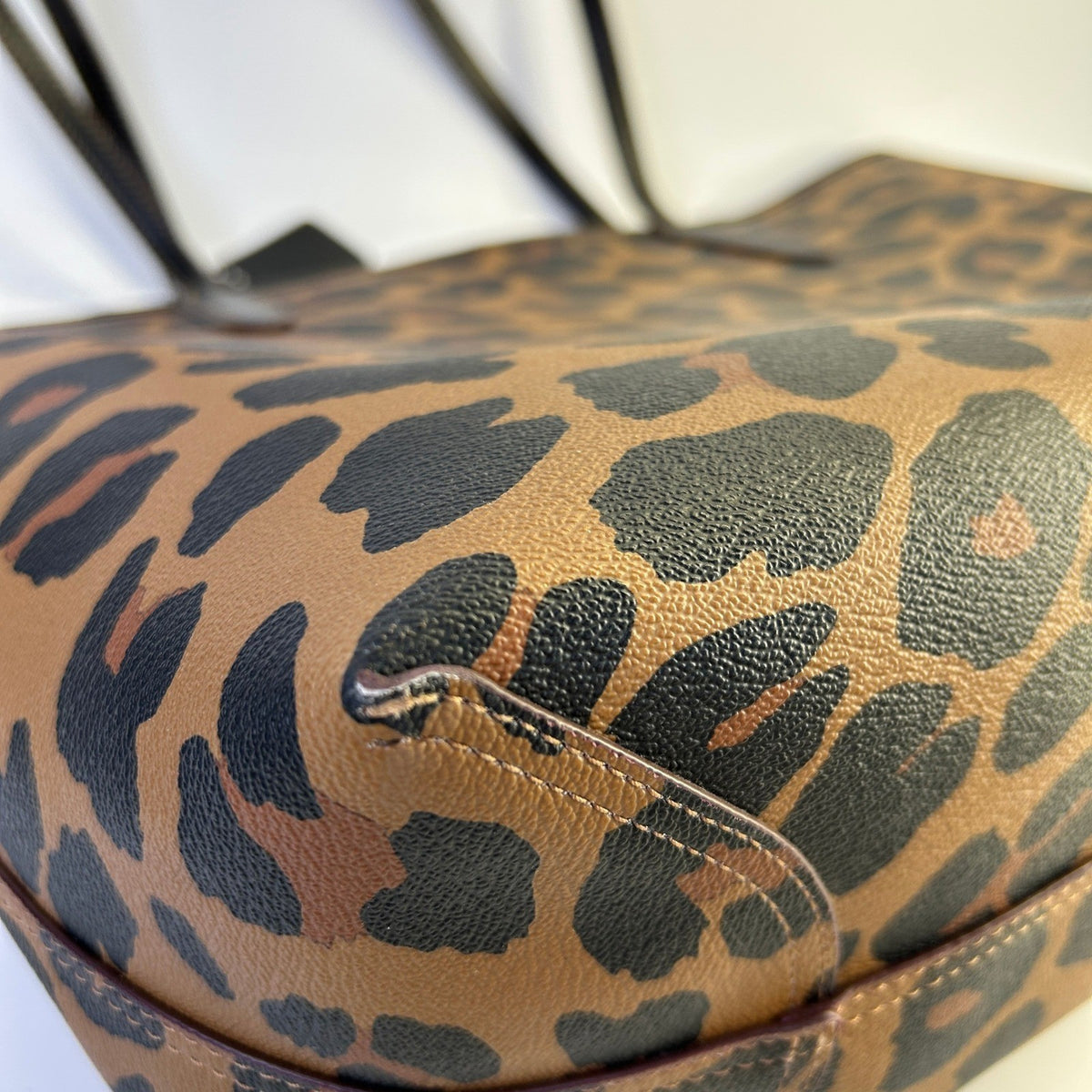 Coach City Tote Leopard Tan Black Coated Canvas Tote Bag Good7