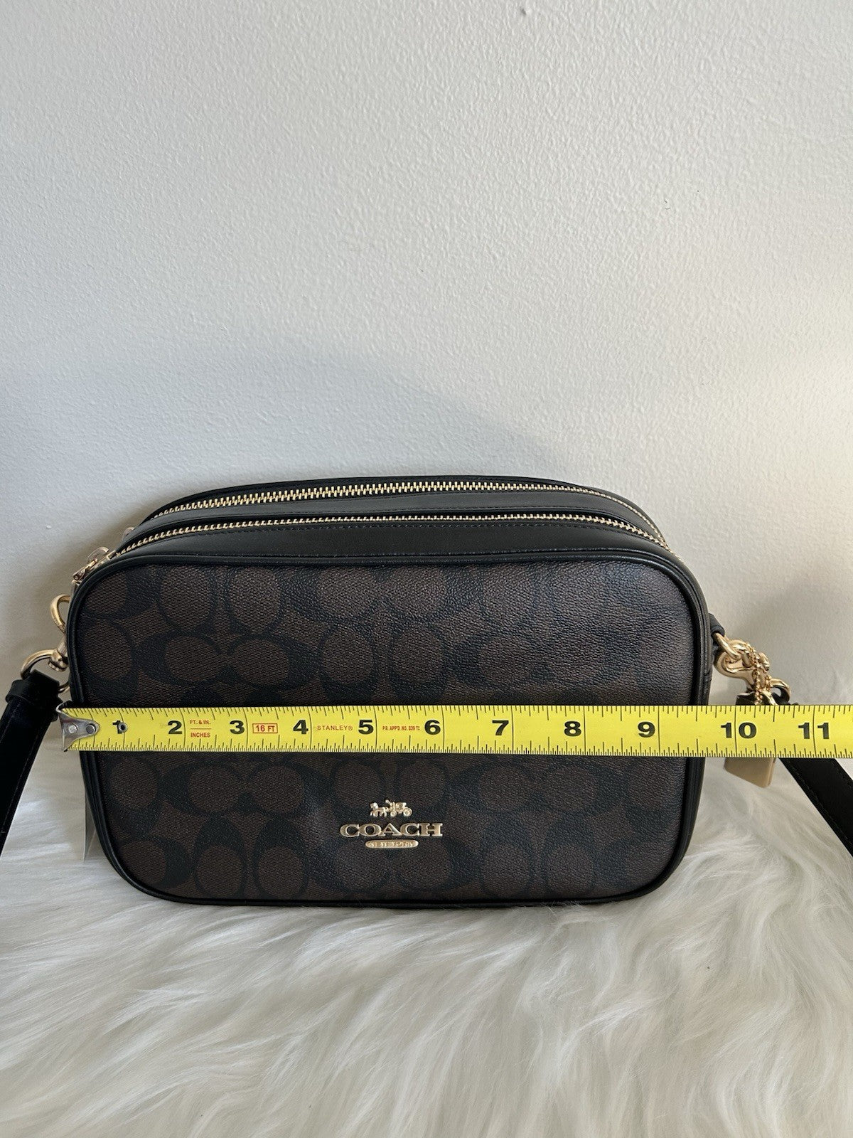 Coach Jes Crossbody Brown Black Signature Canvas Leather Bag F68168 NEW6