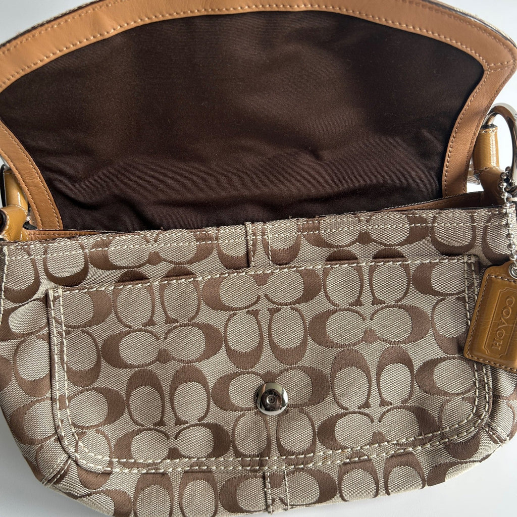 Coach Soho Signature Khaki Brown Canvas Leather Shoulder Bag Excellent3