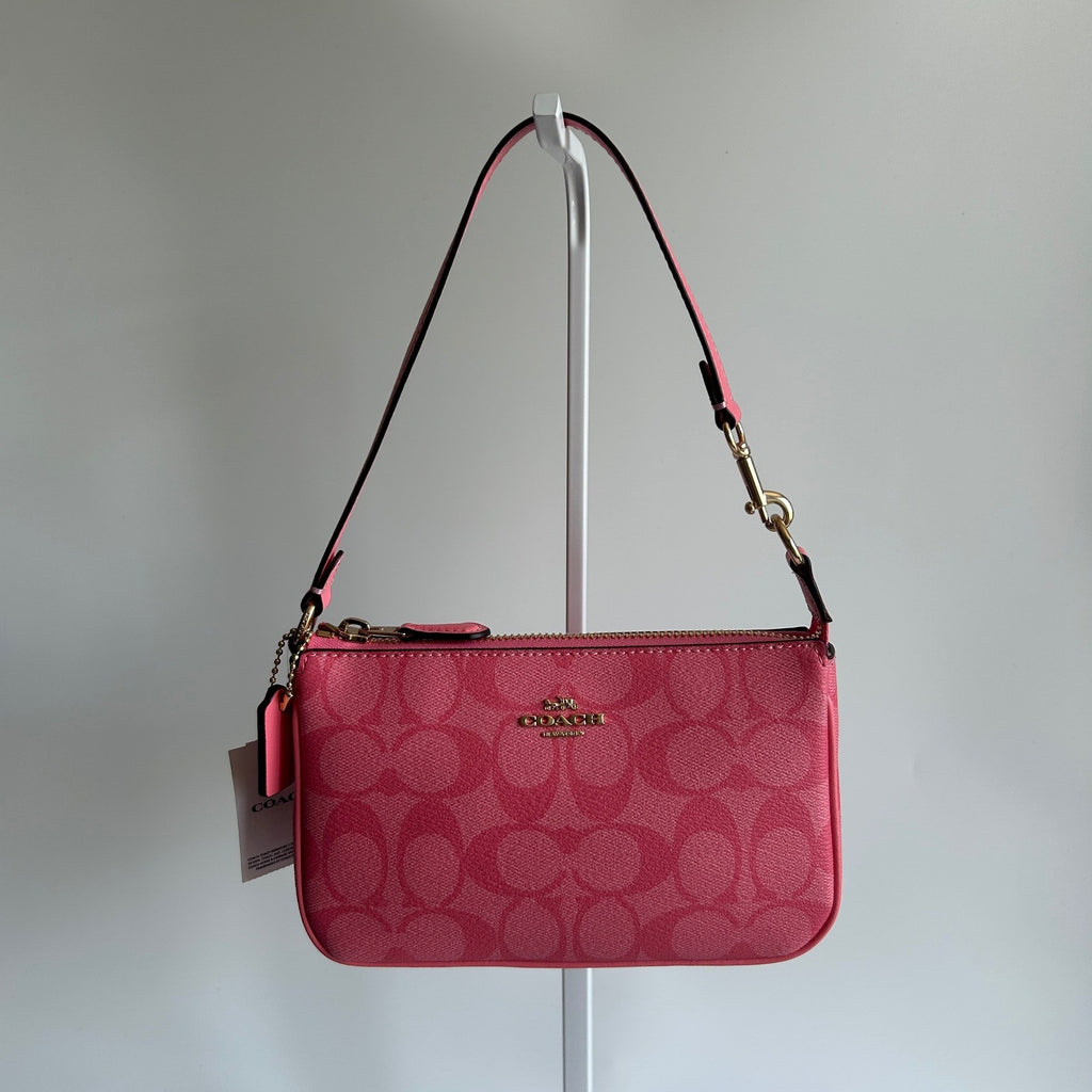 Coach Nolita 19 Pink Lemonade Signature Canvas Wristlet Shoulder Bag NEW0