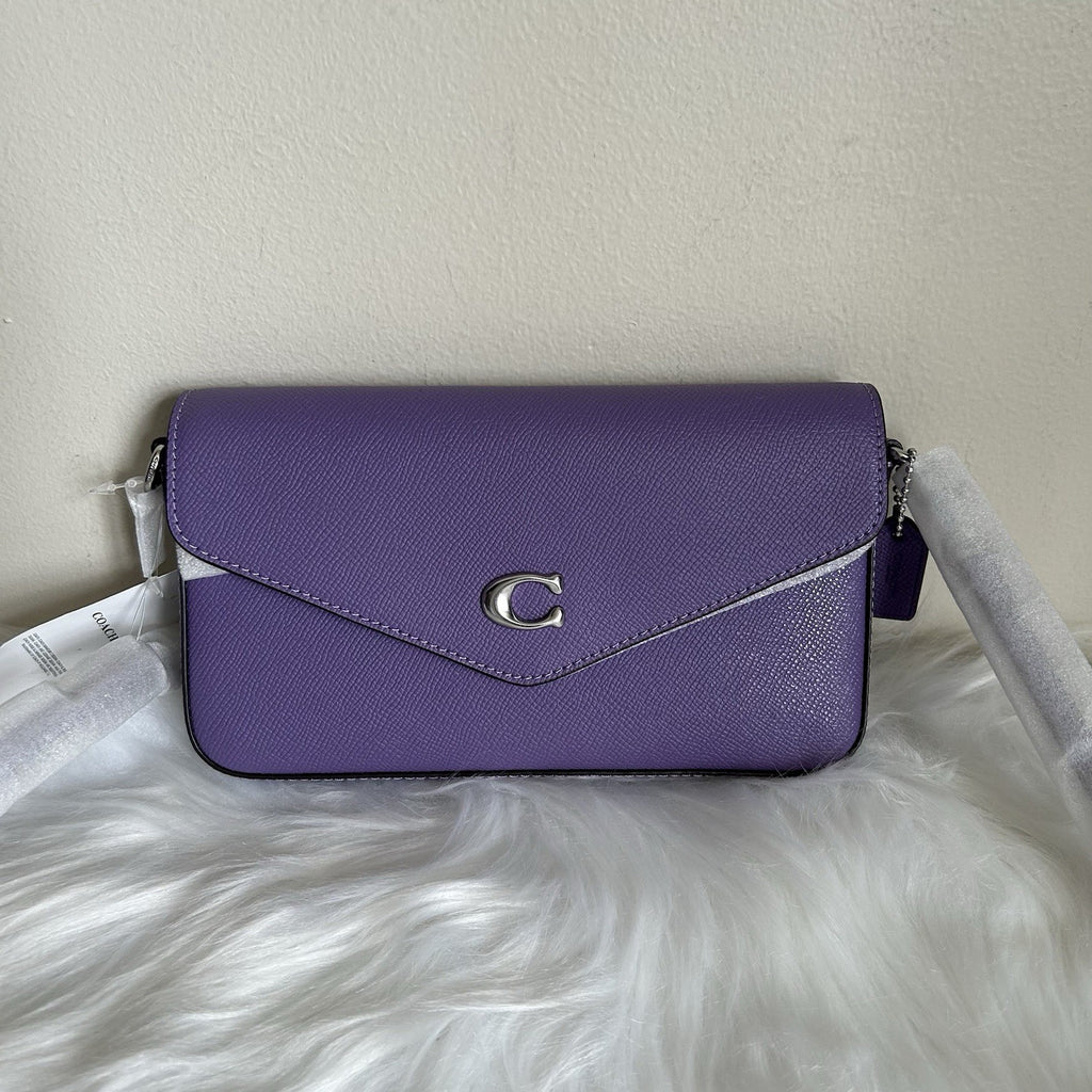 Coach Wyn Washed Plum Crossgrain Leather Crossbody Bag NEW0