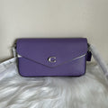Coach Wyn Washed Plum Crossgrain Leather Crossbody Bag NEW0