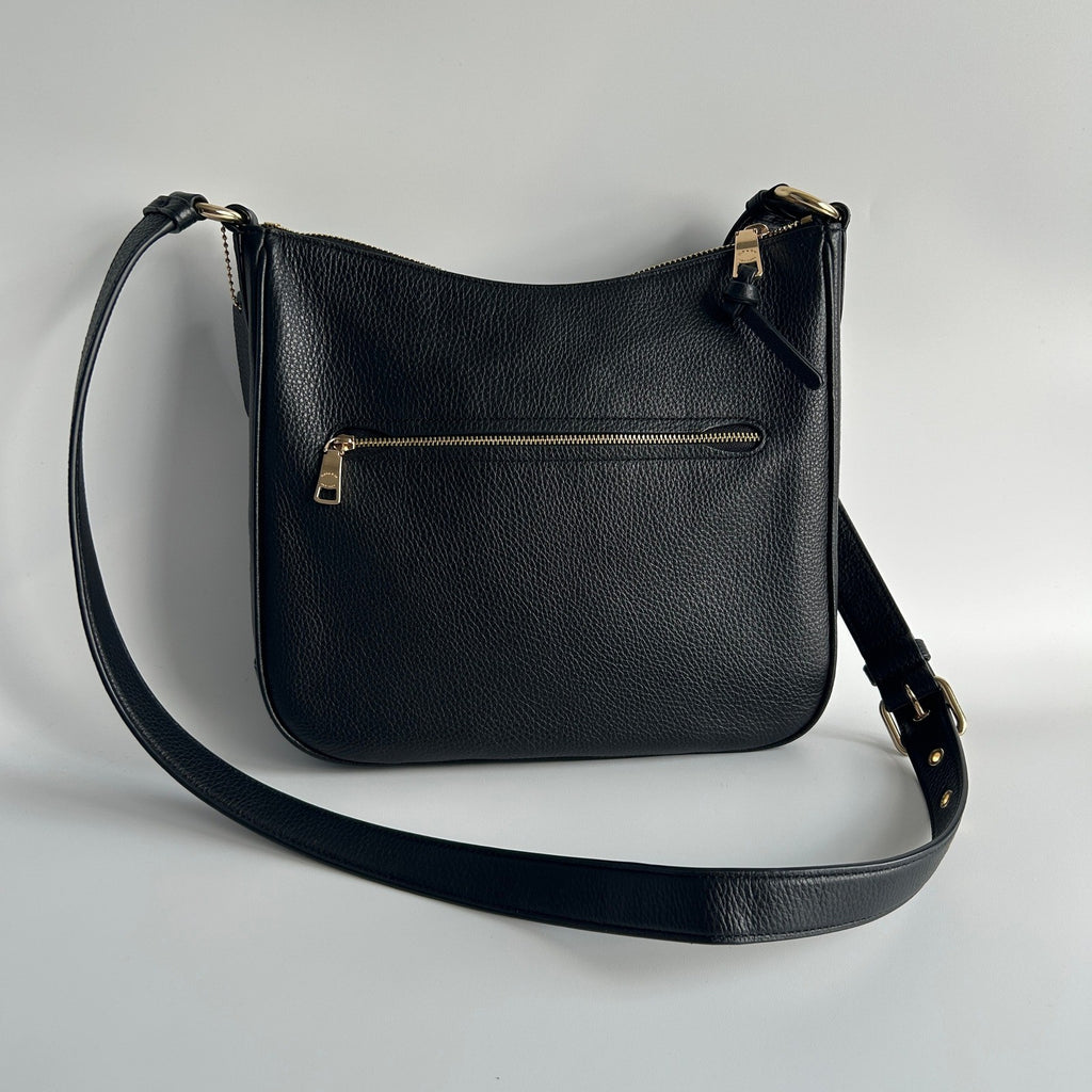 Coach Ellie File Bag Black Pebbled Leather Crossbody CU960 Excellent1