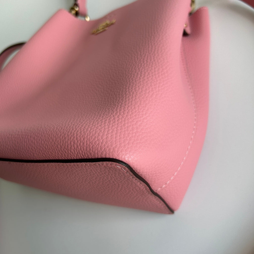 Coach Small Town Bucket Bag Pink Pebbled Leather Shoulder Bag Excellent4
