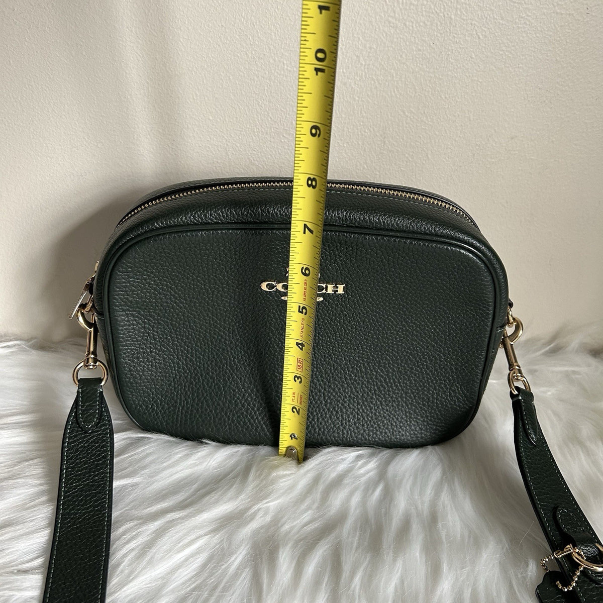 Coach Jamie Camera Bag Forest Green Pebbled Leather Crossbody Excellent7