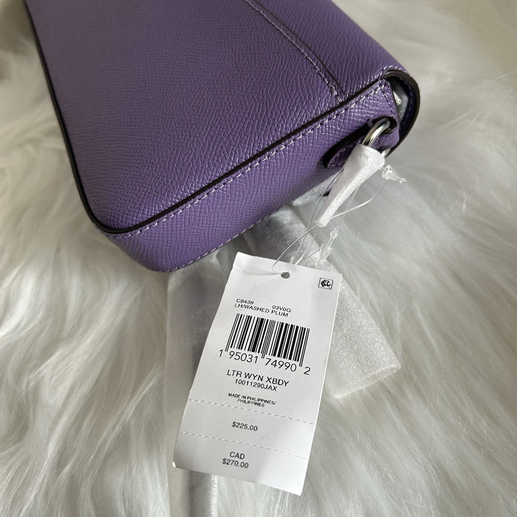 Coach Wyn Washed Plum Crossgrain Leather Crossbody Bag NEW2