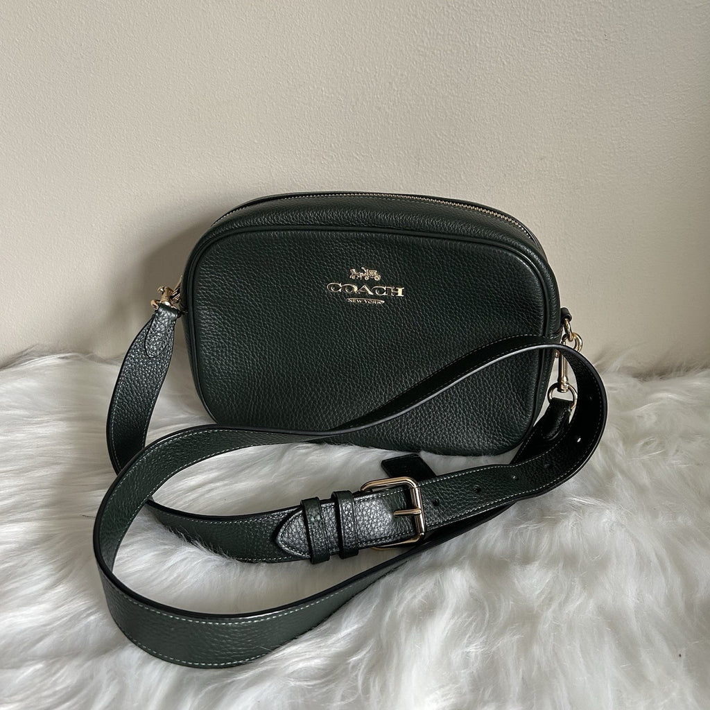 Coach Jamie Camera Bag Forest Green Pebbled Leather Crossbody Excellent1