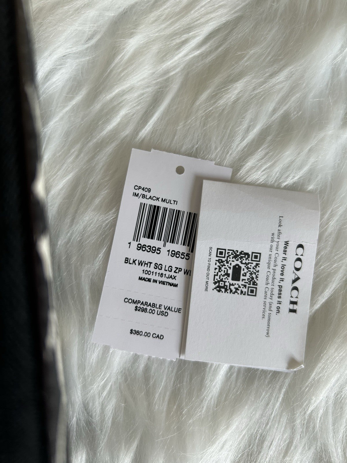 Coach Large Phone Wallet Black White Signature Canvas Leather CP409 NEW3