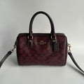 Coach Rowan Satchel Burgundy Signature Canvas Leather Bag Excellent0