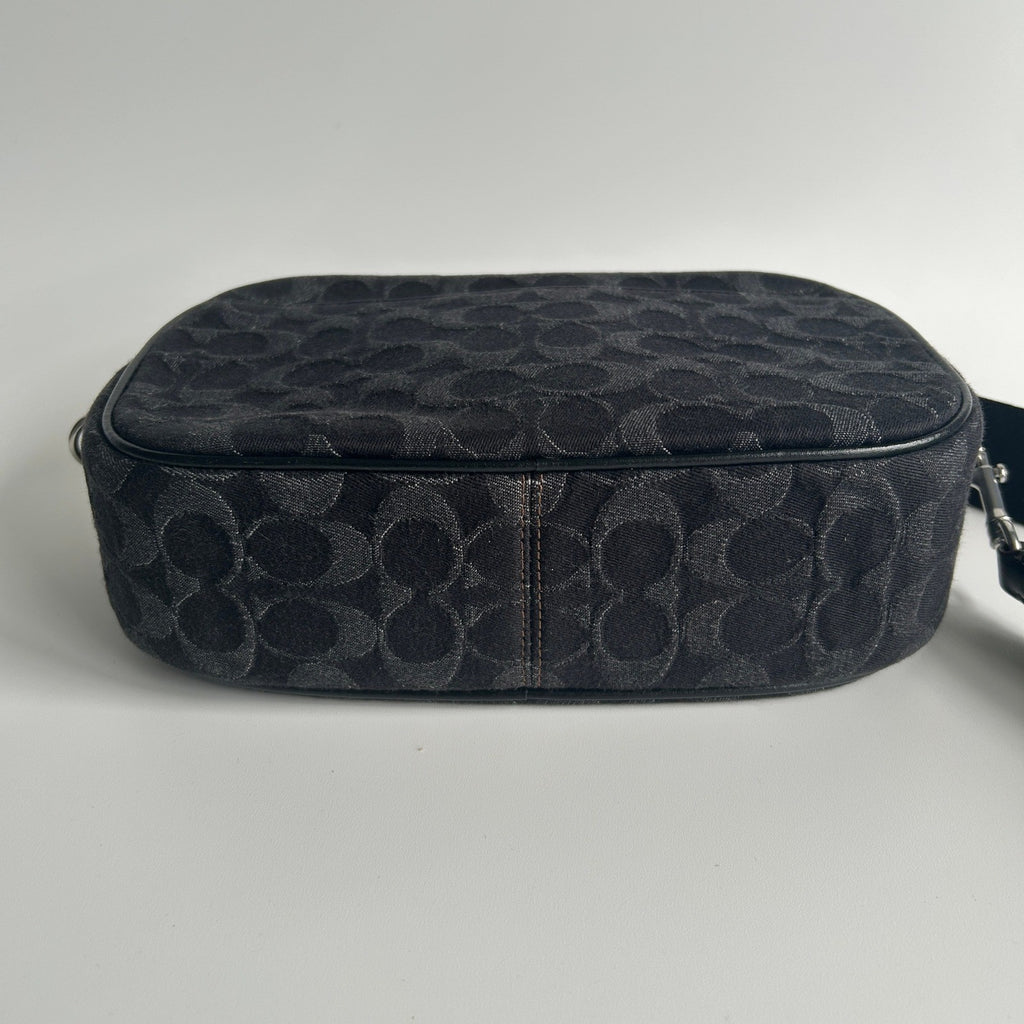 Coach Jamie Camera Bag Black Signature Denim Leather Crossbody C8219 Excellent4