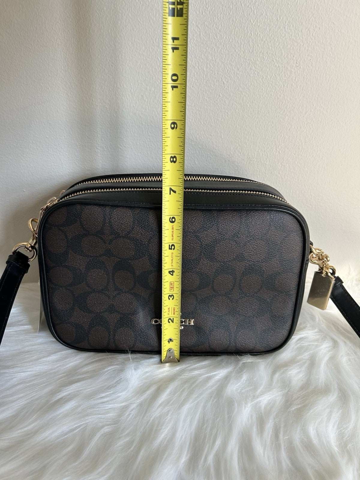 Coach Jes Crossbody Brown Black Signature Canvas Leather Bag F68168 NEW7