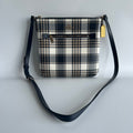 Coach Rowan File Bag Plaid Midnight Navy Coated Canvas Crossbody Excellent0