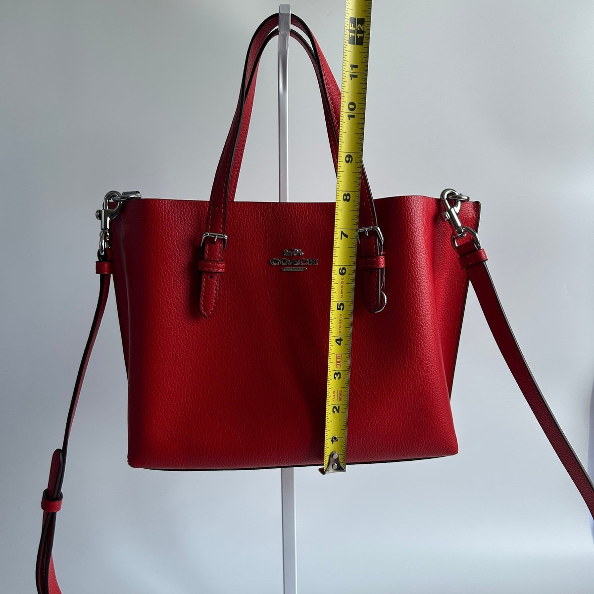 Coach Mollie Tote 25 Red Pebbled Leather Shoulder Bag Excellent7