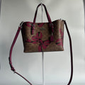 Coach Mollie Tote 25 Brown Pink Signature Canvas Bow Print Tote Excellent0
