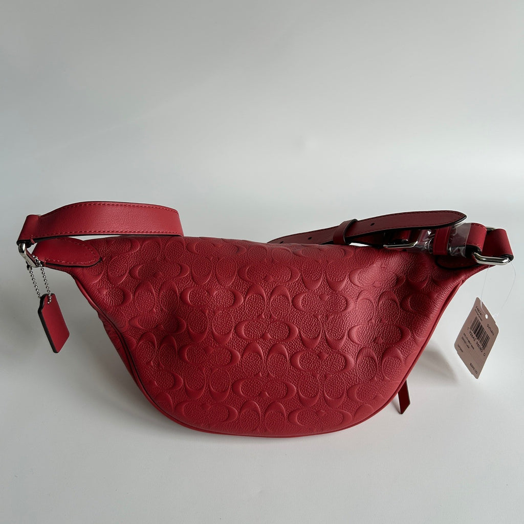 Coach Signature Belt Bag Washed Red Leather Fanny Pack F48741 New1