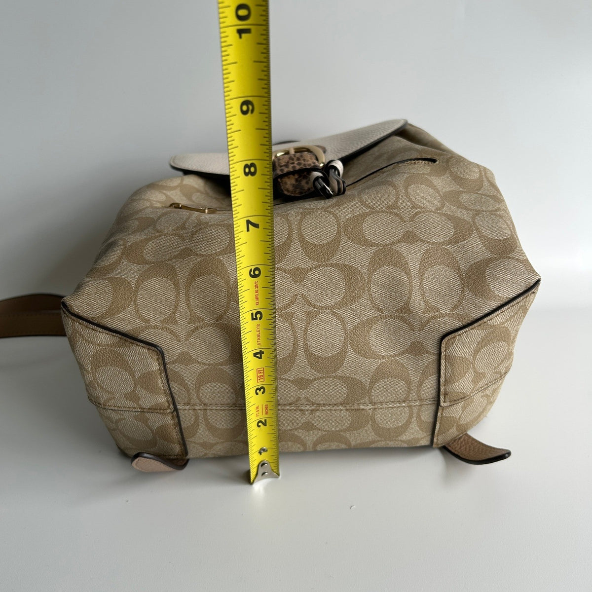 Coach Kleo Backpack Khaki Chalk Signature Canvas Leather CA426 Good10