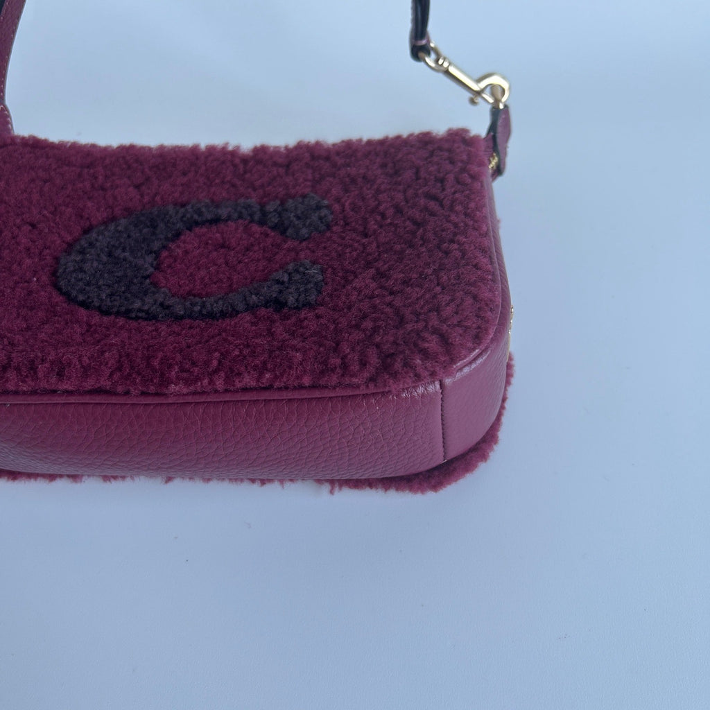 Coach Nolita 19 Wine Shearling Leather Shoulder Bag Excellent3