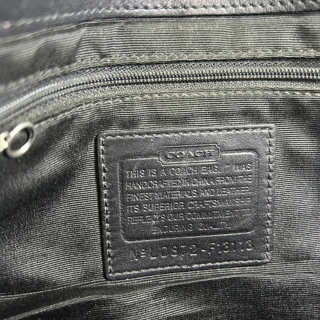 Coach Soho Signature Flap Black Canvas Leather Shoulder Bag 11862 Good4