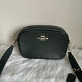 Coach Jamie Camera Bag Forest Green Pebbled Leather Crossbody Excellent0