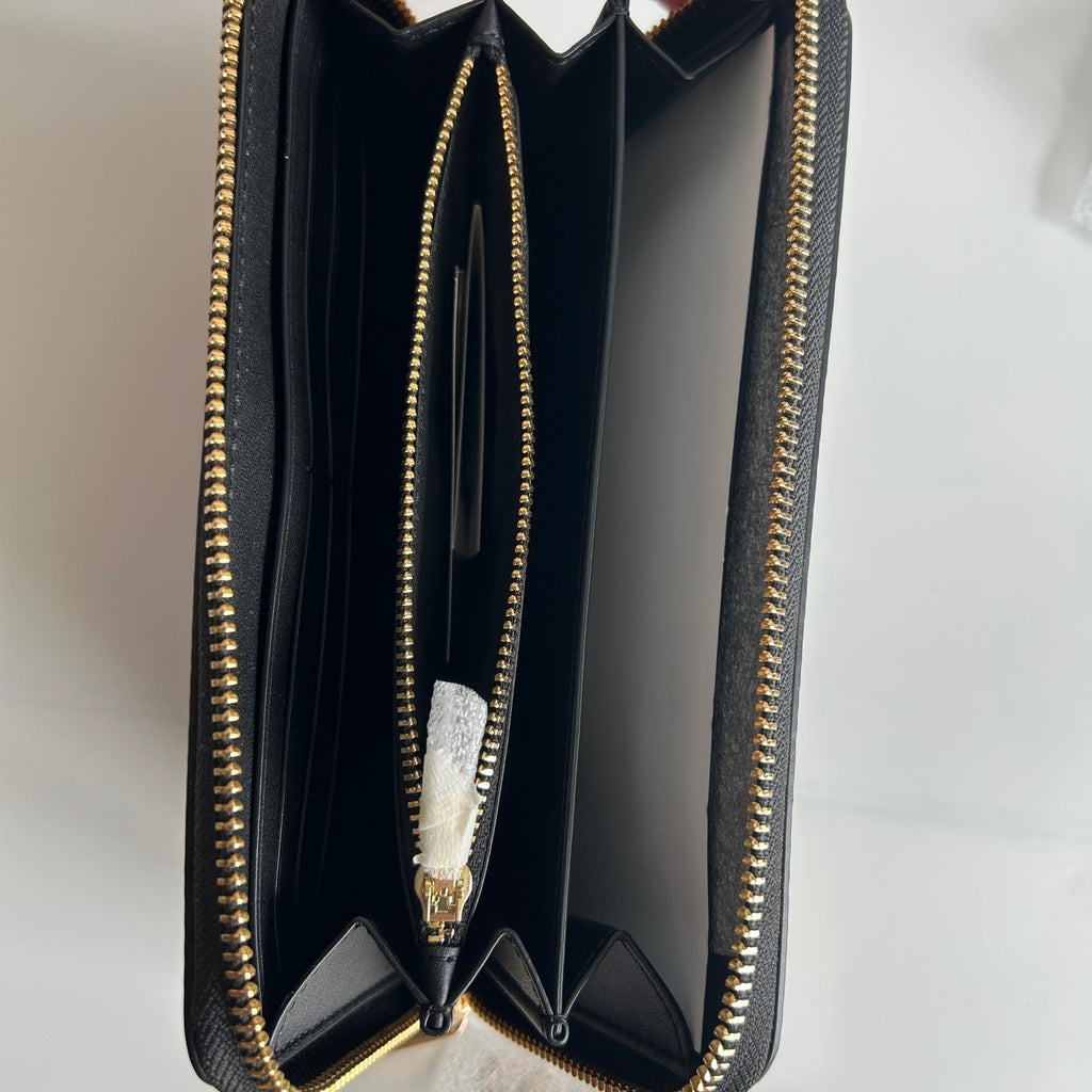 Coach Long Zip Around Black Pebbled Leather Wallet C4451 NEW4