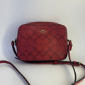 Coach Mini Camera Bag Red Signature Canvas Crossbody 91677 Excellent0