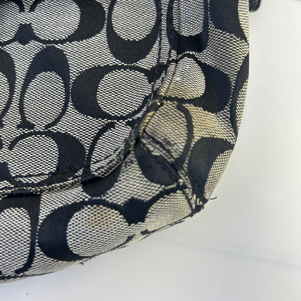 Coach Soho Signature Flap Black Canvas Leather Shoulder Bag 11862 Good5