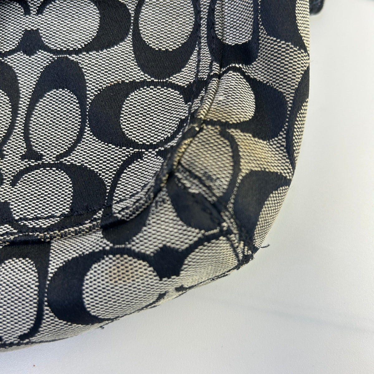 Coach Soho Signature Flap Black Canvas Leather Shoulder Bag 11862 Good5