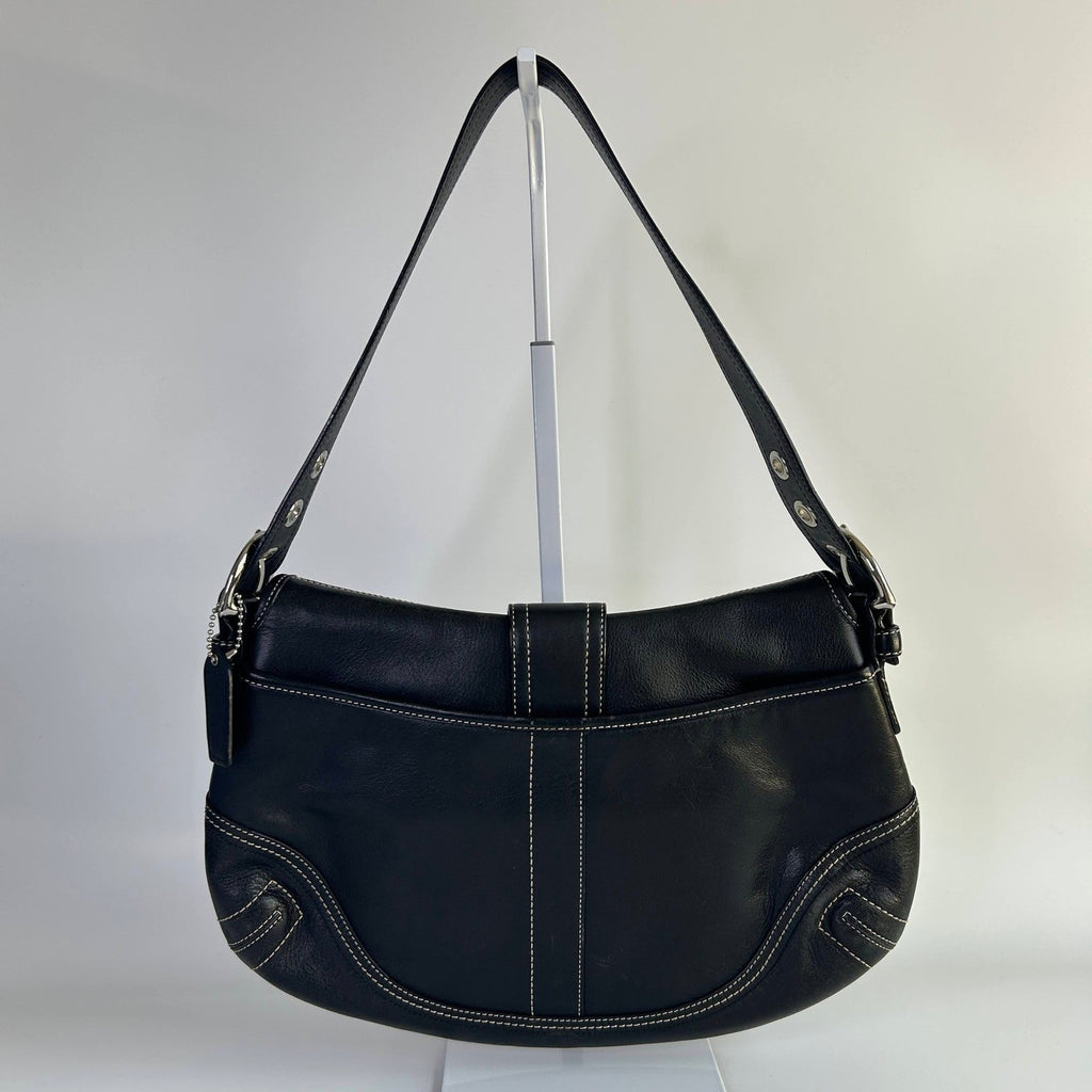 Coach Soho Black Leather Buckle Flap Shoulder Bag Excellent1