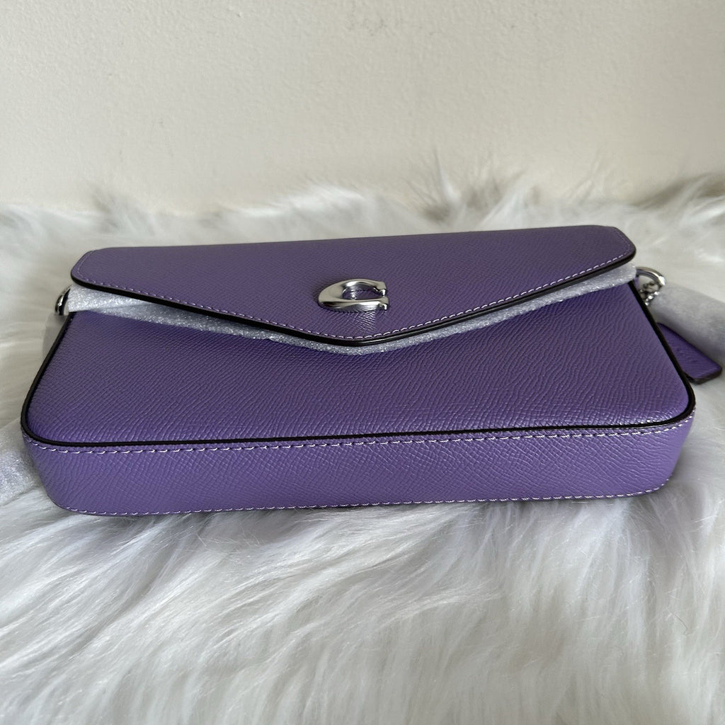 Coach Wyn Washed Plum Crossgrain Leather Crossbody Bag NEW4