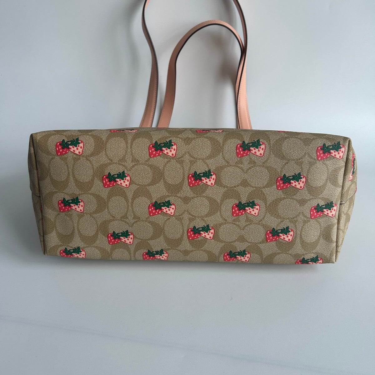 Coach Gallery Tote Strawberry Khaki Multi Canvas Leather Bag NEW3