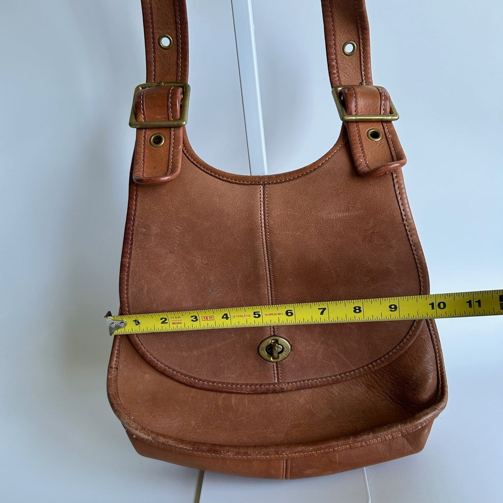 Coach Crescent Saddle 9235 British Tan Leather Shoulder Bag Good10