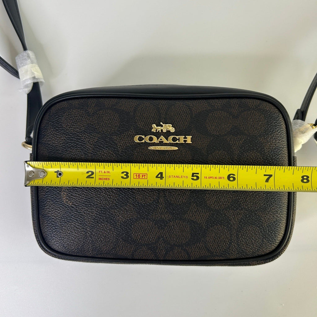 Coach Mini Jamie Walnut Black Signature Canvas Camera Bag NEW4
