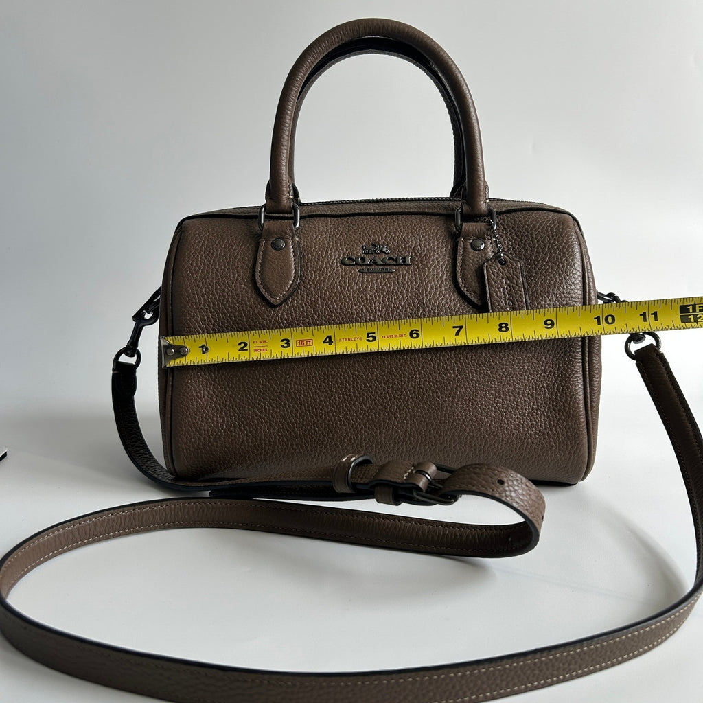 Coach Rowan Satchel Dark Stone Pebbled Leather Satchel Bag CV962 Excellent4