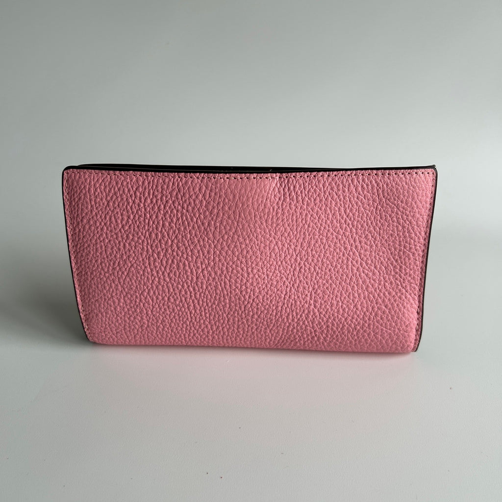 Coach Wyn Pink Pebbled Leather Soft Wallet Good1