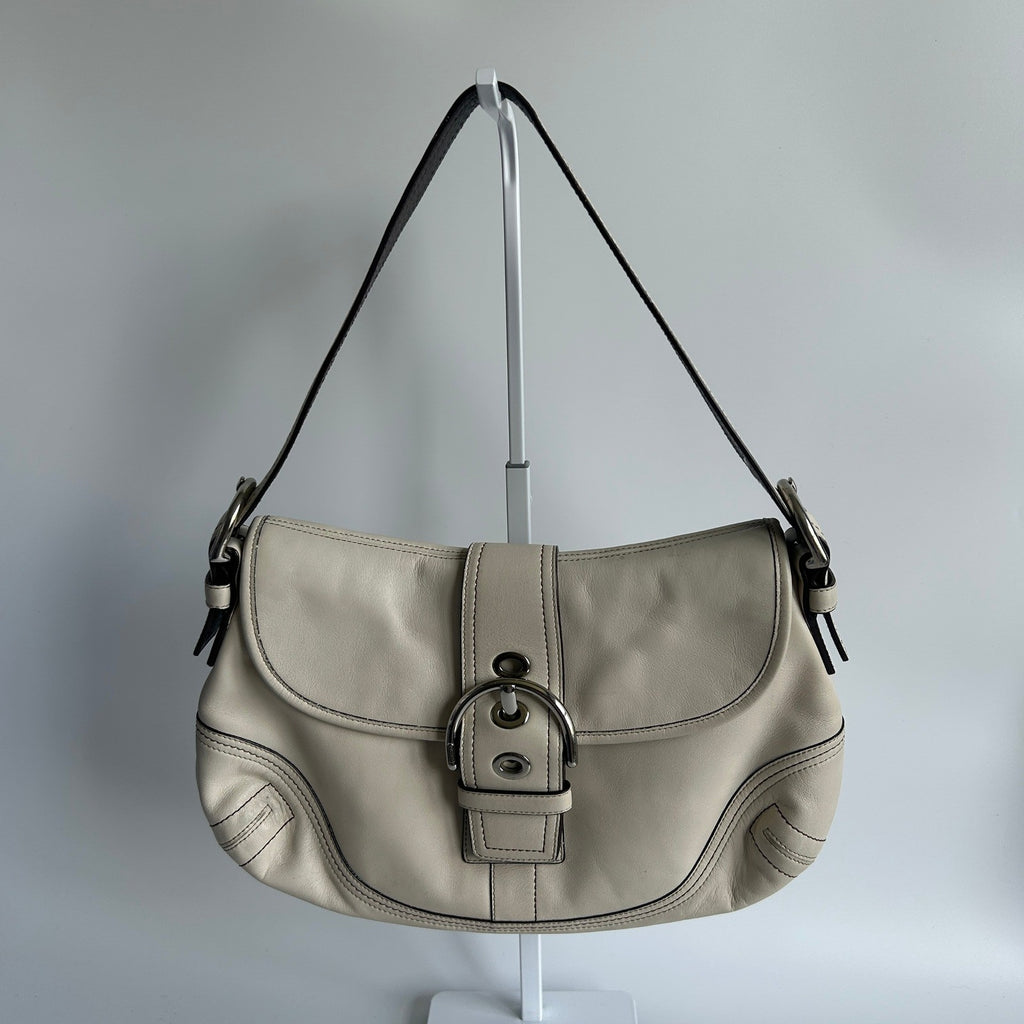 Coach Soho Flap Chalk White Leather Shoulder Bag F10909 Good0