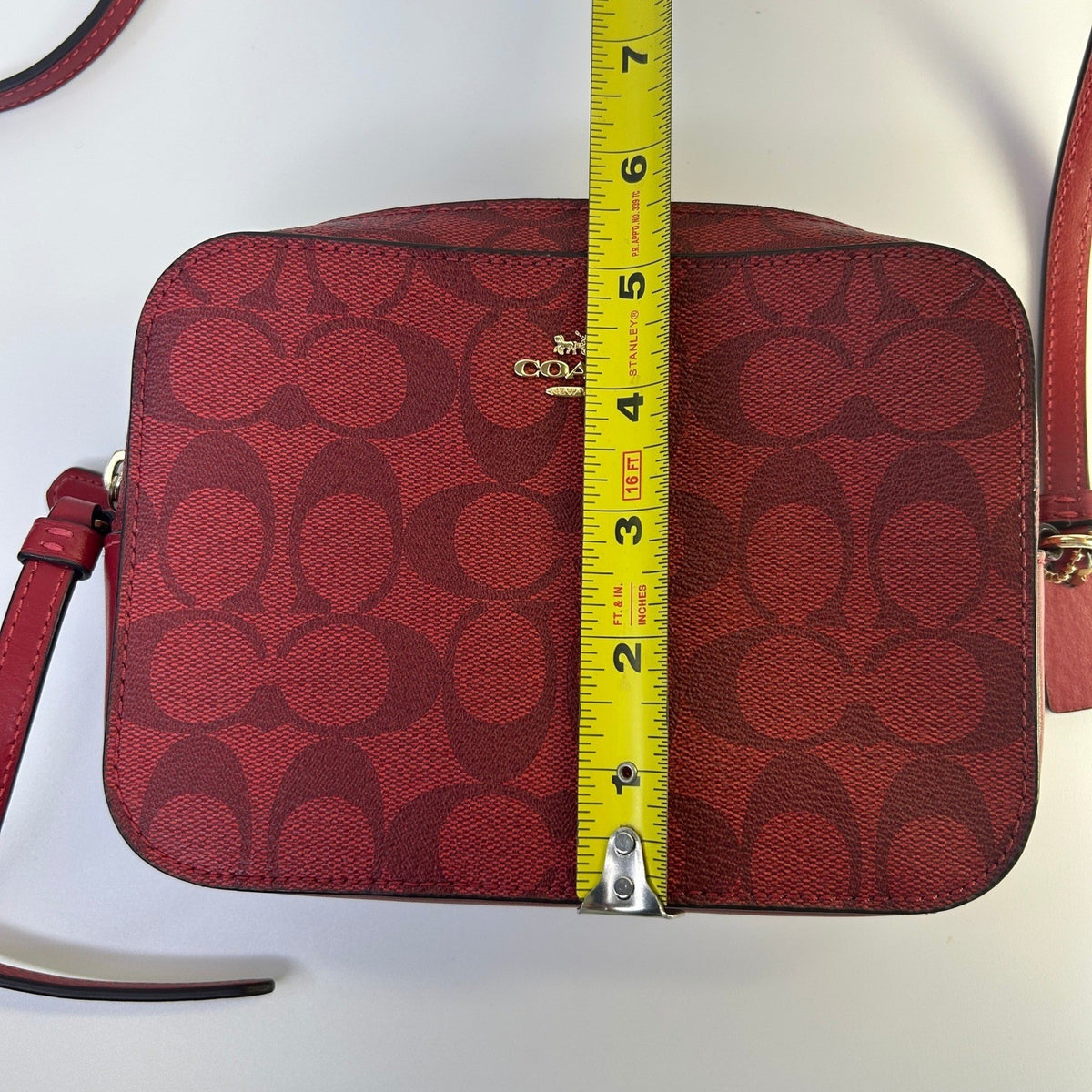 Coach Mini Camera Bag Red Signature Canvas Crossbody 91677 Excellent4