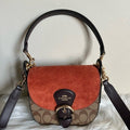 Coach Kleo Hobo Brown Rust Signature Canvas Suede Shoulder Bag Excellent0