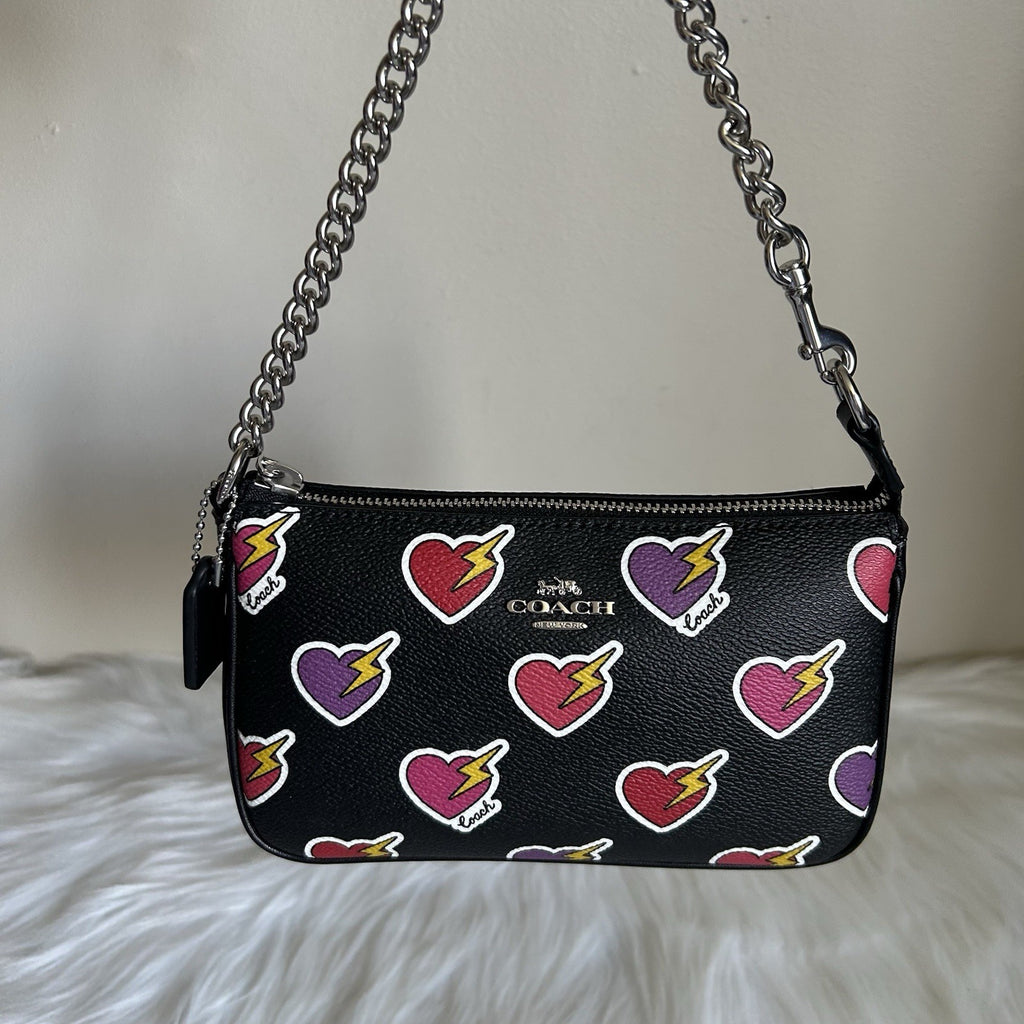 Coach Nolita 19 Black Heart Lightning Bolt Pebbled Leather Bag NEW0